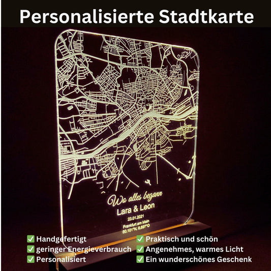 Personalisierte Stadtkarte mit Beleuchtung